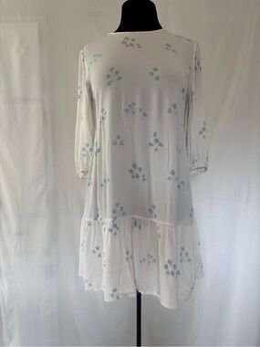 Wilfred White Blue Floral Romantic Cottagecore Coquette Prairie Mini Dress S